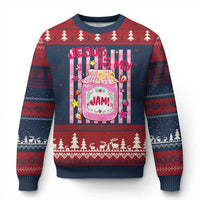 Cute Christian Faith Preppy Graphic Ugly Christmas Sweater Jesus Is My Jam Strawberry Fruit Jar