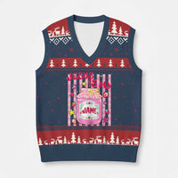 Cute Christian Faith Preppy Graphic V-Neck Knit Sweater Vest Jesus Is My Jam Strawberry Fruit Jar