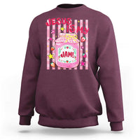 Cute Christian Faith Preppy Graphic Sweatshirt Jesus Is My Jam Strawberry Fruit Jar