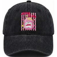 Cute Christian Faith Preppy Graphic Washed Cotton Baseball Cap Jesus Is My Jam Strawberry Fruit Jar