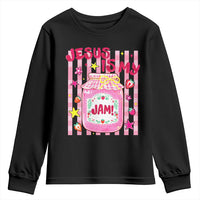 Cute Christian Faith Preppy Graphic Youth Sweatshirt Jesus Is My Jam Strawberry Fruit Jar