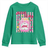 Cute Christian Faith Preppy Graphic Youth Sweatshirt Jesus Is My Jam Strawberry Fruit Jar
