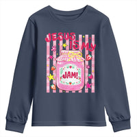 Cute Christian Faith Preppy Graphic Youth Sweatshirt Jesus Is My Jam Strawberry Fruit Jar
