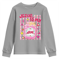 Cute Christian Faith Preppy Graphic Youth Sweatshirt Jesus Is My Jam Strawberry Fruit Jar