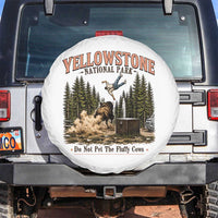 Do Not Pet The Fluffy Cows Yellowstone National Park Spare Tire Cover Funny Vintage Bison Tourist Attack Graphic