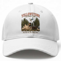 Do Not Pet The Fluffy Cows Yellowstone National Park Baseball Cap Funny Vintage Bison Tourist Attack Graphic