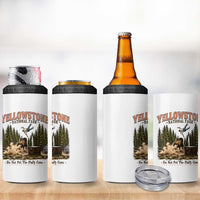 Do Not Pet The Fluffy Cows Yellowstone National Park 4 in 1 Can Cooler Tumbler Funny Vintage Bison Tourist Attack Graphic
