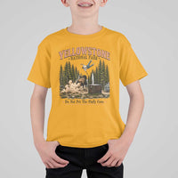 Do Not Pet The Fluffy Cows Yellowstone National Park T Shirt For Kid Funny Vintage Bison Tourist Attack Graphic