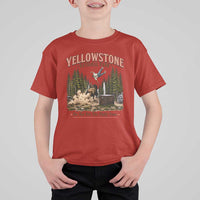 Do Not Pet The Fluffy Cows Yellowstone National Park T Shirt For Kid Funny Vintage Bison Tourist Attack Graphic