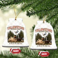 Do Not Pet The Fluffy Cows Yellowstone National Park Ceramic Ornament Funny Vintage Bison Tourist Attack Graphic