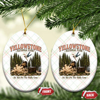 Do Not Pet The Fluffy Cows Yellowstone National Park Ceramic Ornament Funny Vintage Bison Tourist Attack Graphic