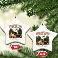 Do Not Pet The Fluffy Cows Yellowstone National Park Ceramic Ornament Funny Vintage Bison Tourist Attack Graphic