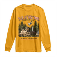 Do Not Pet The Fluffy Cows Yellowstone National Park Long Sleeve Shirt Funny Vintage Bison Tourist Attack Graphic