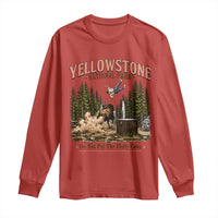 Do Not Pet The Fluffy Cows Yellowstone National Park Long Sleeve Shirt Funny Vintage Bison Tourist Attack Graphic