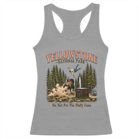 Do Not Pet The Fluffy Cows Yellowstone National Park Racerback Tank Top Funny Vintage Bison Tourist Attack Graphic