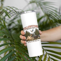 Do Not Pet The Fluffy Cows Yellowstone National Park Skinny Tumbler Funny Vintage Bison Tourist Attack Graphic