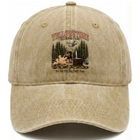 Do Not Pet The Fluffy Cows Yellowstone National Park Washed Cotton Baseball Cap Funny Vintage Bison Tourist Attack Graphic