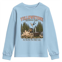 Do Not Pet The Fluffy Cows Yellowstone National Park Youth Sweatshirt Funny Vintage Bison Tourist Attack Graphic