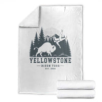 Yellowstone Bison Toss Est 2026 Throw Blanket Funny Sarcastic Tourist National Park Badge Graphic