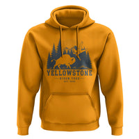 Yellowstone Bison Toss Est 2026 Hoodie Funny Sarcastic Tourist National Park Badge Graphic