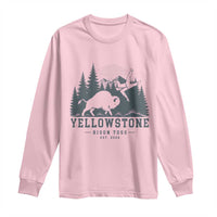 Yellowstone Bison Toss Est 2026 Long Sleeve Shirt Funny Sarcastic Tourist National Park Badge Graphic