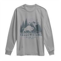Yellowstone Bison Toss Est 2026 Long Sleeve Shirt Funny Sarcastic Tourist National Park Badge Graphic
