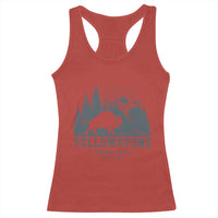 Yellowstone Bison Toss Est 2026 Racerback Tank Top Funny Sarcastic Tourist National Park Badge Graphic