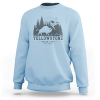 Yellowstone Bison Toss Est 2026 Sweatshirt Funny Sarcastic Tourist National Park Badge Graphic
