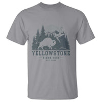 Yellowstone Bison Toss Est 2026 T Shirt Funny Sarcastic Tourist National Park Badge Graphic