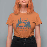 Yellowstone Bison Toss Est 2026 T Shirt For Women Funny Sarcastic Tourist National Park Badge Graphic