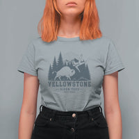 Yellowstone Bison Toss Est 2026 T Shirt For Women Funny Sarcastic Tourist National Park Badge Graphic