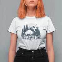 Yellowstone Bison Toss Est 2026 T Shirt For Women Funny Sarcastic Tourist National Park Badge Graphic