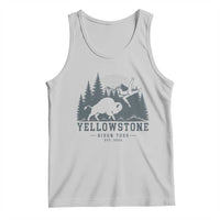 Yellowstone Bison Toss Est 2026 Tank Top Funny Sarcastic Tourist National Park Badge Graphic