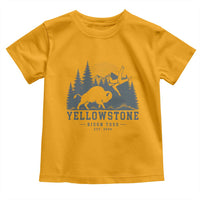 Yellowstone Bison Toss Est 2026 Toddler T Shirt Funny Sarcastic Tourist National Park Badge Graphic