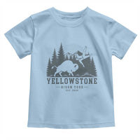 Yellowstone Bison Toss Est 2026 Toddler T Shirt Funny Sarcastic Tourist National Park Badge Graphic