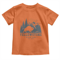 Yellowstone Bison Toss Est 2026 Toddler T Shirt Funny Sarcastic Tourist National Park Badge Graphic