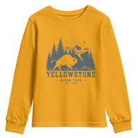 Yellowstone Bison Toss Est 2026 Youth Sweatshirt Funny Sarcastic Tourist National Park Badge Graphic
