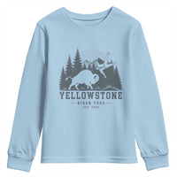 Yellowstone Bison Toss Est 2026 Youth Sweatshirt Funny Sarcastic Tourist National Park Badge Graphic
