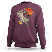 Football Skeleton Sweatshirt American Football Halloween Skeleton Riding Dinosaur Football Fan - Wonder Print Shop