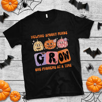 Halloween Reading T Shirt Helping Spooky Minds Grow One Phoneme Dyslexia Pumpkin - Wonder Print Shop
