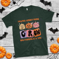 Halloween Reading T Shirt Helping Spooky Minds Grow One Phoneme Dyslexia Pumpkin - Wonder Print Shop