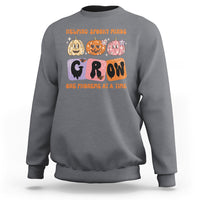 Halloween Reading Sweatshirt Helping Spooky Minds Grow One Phoneme Dyslexia Pumpkin - Wonder Print Shop