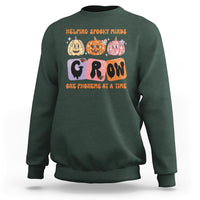 Halloween Reading Sweatshirt Helping Spooky Minds Grow One Phoneme Dyslexia Pumpkin - Wonder Print Shop