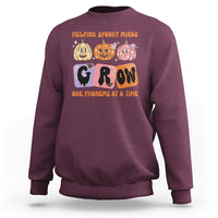 Halloween Reading Sweatshirt Helping Spooky Minds Grow One Phoneme Dyslexia Pumpkin - Wonder Print Shop