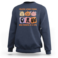 Halloween Reading Sweatshirt Helping Spooky Minds Grow One Phoneme Dyslexia Pumpkin - Wonder Print Shop