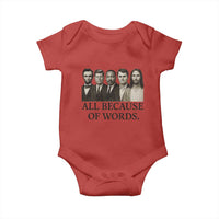 All Because of Words Baby Onesie Tribute to Truth Tellers Freedom Defender - Wonder Print Shop