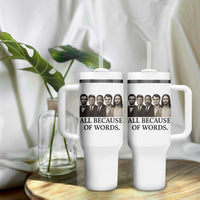 All Because of Words Tumbler With Handle Tribute to Truth Tellers Freedom Defender - Wonder Print Shop