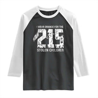 I Wear Orange For The 215 Stolen Children Raglan Shirt Orange Shirt Day 215 Memorial Awareness - Wonder Print Shop