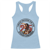 I Wear Orange For The 215 Stolen Children Racerback Tank Top Indigenous Girl Orange Shirt Day - Wonder Print Shop