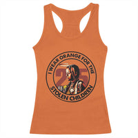 I Wear Orange For The 215 Stolen Children Racerback Tank Top Indigenous Girl Orange Shirt Day - Wonder Print Shop
